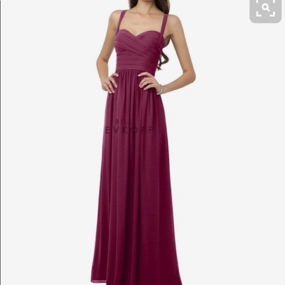 Bill Levkoff bridesmaid dress in wine color